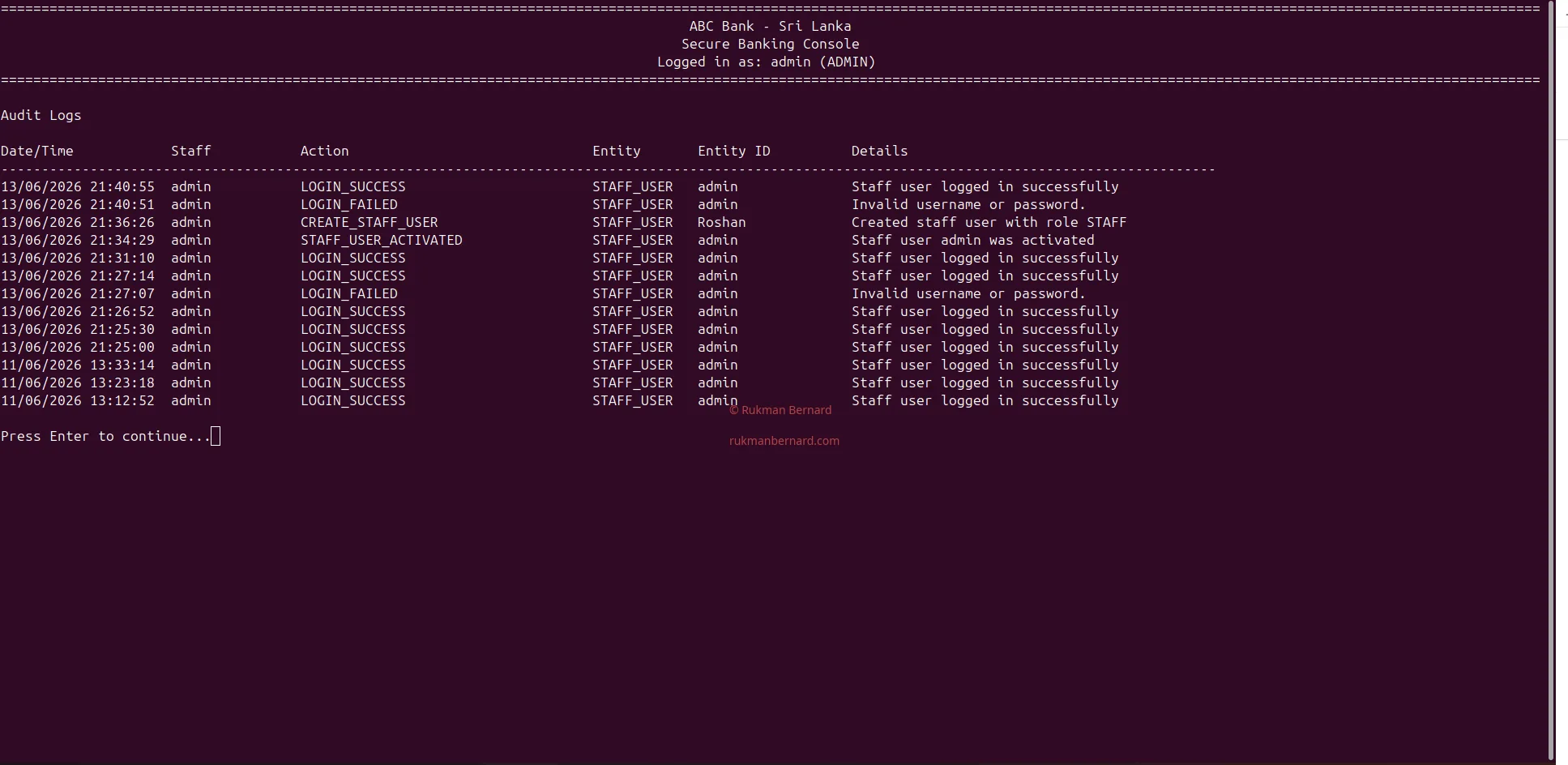 Audit Log