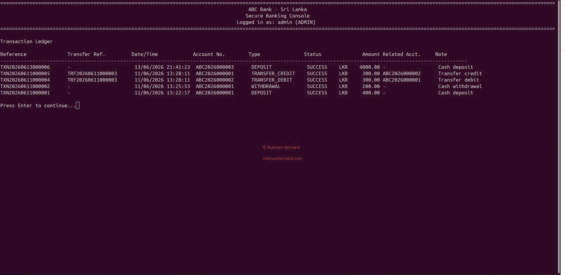 Transaction History