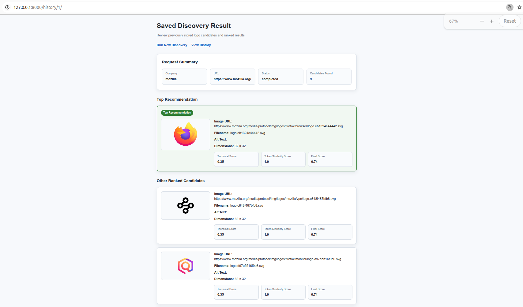 Saved Result Detail